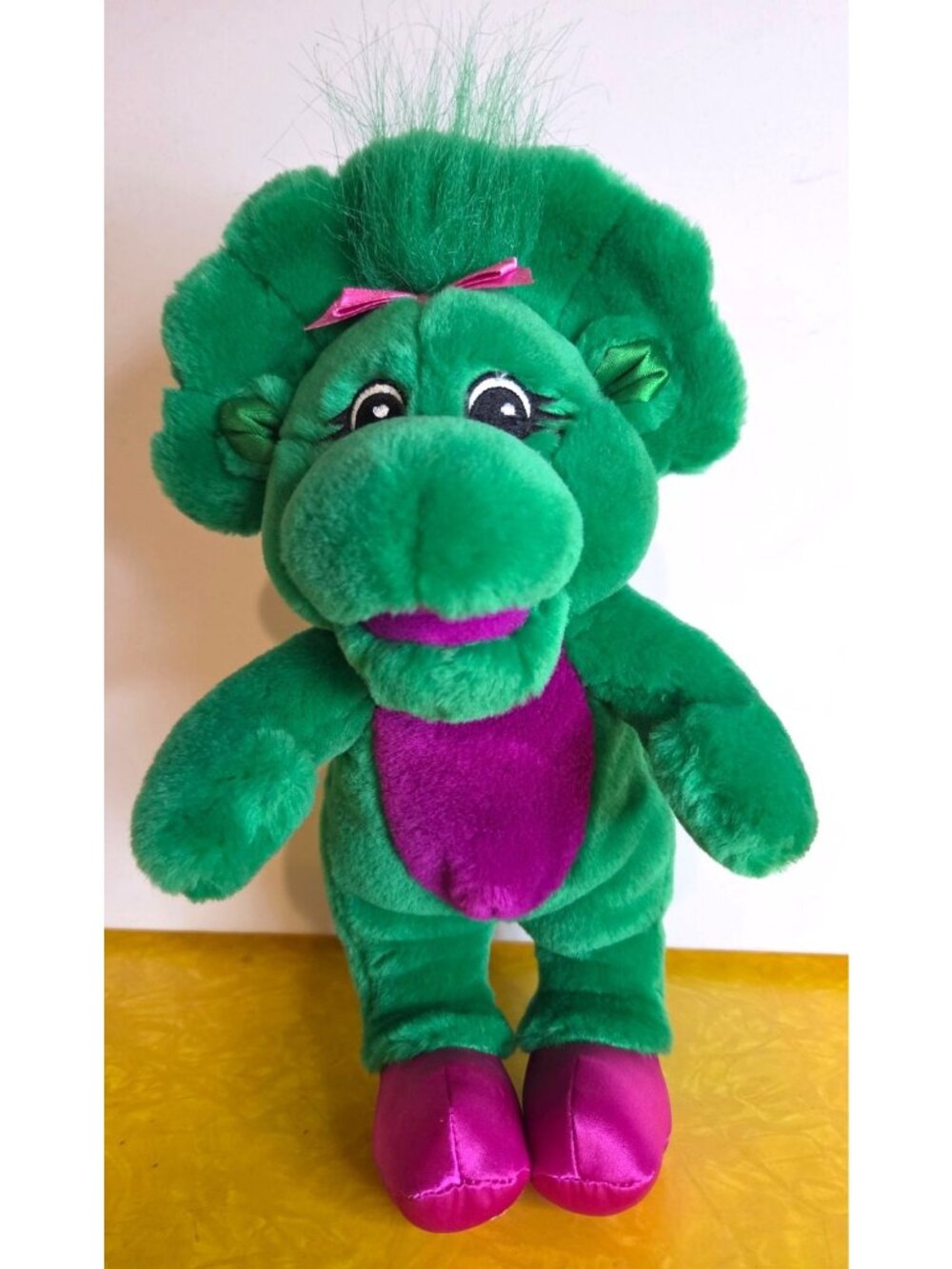 Baby Bop Plush Green & Purple Dinosaur Stuffed Animal Lyons Partnership 1990s Co